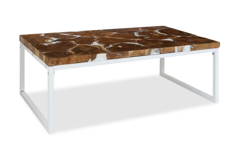 Soffbord teak och harts 110x60x40 cm - Vit - Soffbord