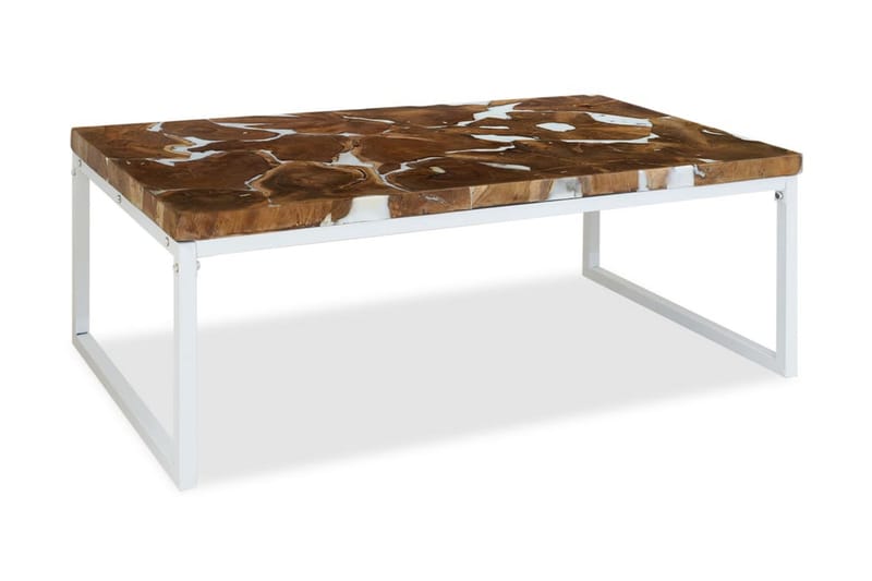 Soffbord teak och harts 110x60x40 cm - Vit - Möbler - Bord & matgrupper - Soffbord