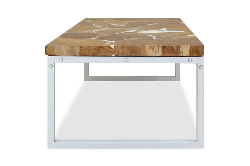 Soffbord teak och harts 110x60x40 cm - Vit - Möbler - Bord & matgrupper - Soffbord