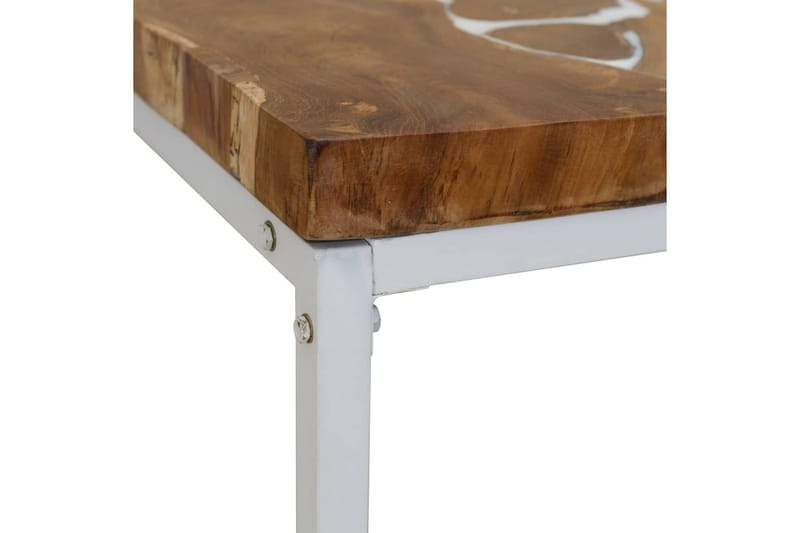 Soffbord teak och harts 110x60x40 cm - Vit - Soffbord