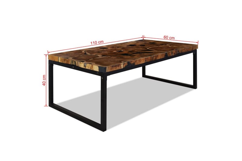 Soffbord teakträ och harts 110x60x40 cm - Svart - Möbler - Bord & matgrupper - Soffbord