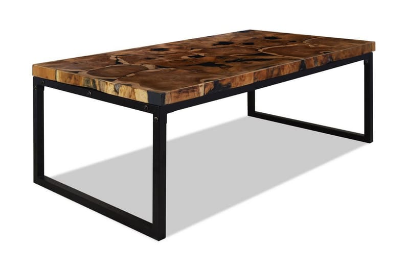 Soffbord teakträ och harts 110x60x40 cm - Svart - Möbler - Bord & matgrupper - Soffbord