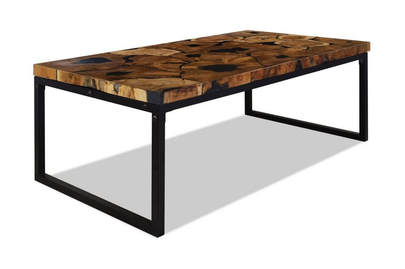Soffbord teakträ och harts 110x60x40 cm - Svart - Möbler - Bord & matgrupper - Soffbord