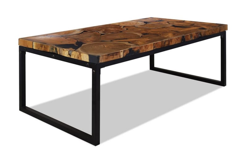 Soffbord teakträ och harts 110x60x40 cm - Svart - Möbler - Bord & matgrupper - Soffbord