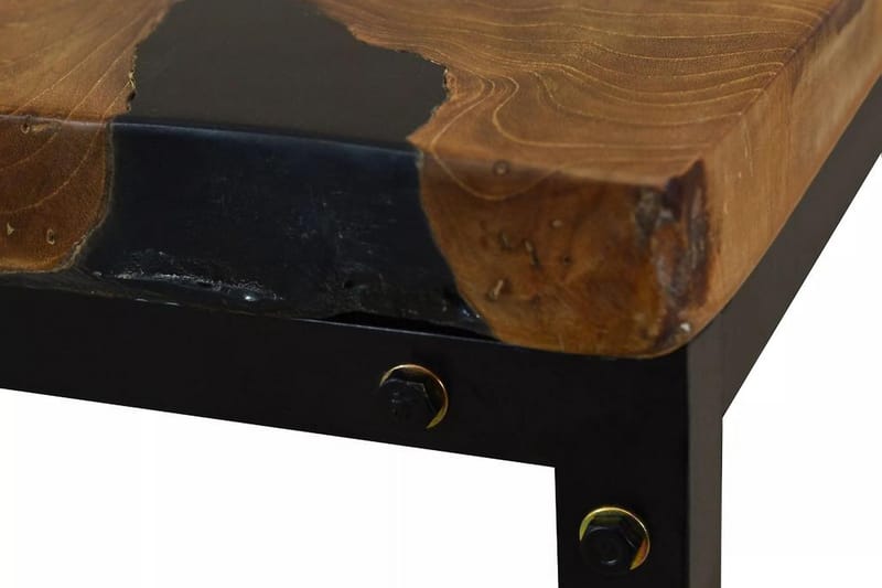 Soffbord teakträ och harts 60x60x40 cm - Svart - Soffbord
