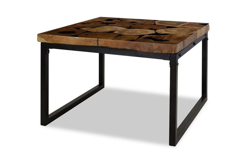 Soffbord teakträ och harts 60x60x40 cm - Svart - Möbler - Bord & matgrupper - Soffbord