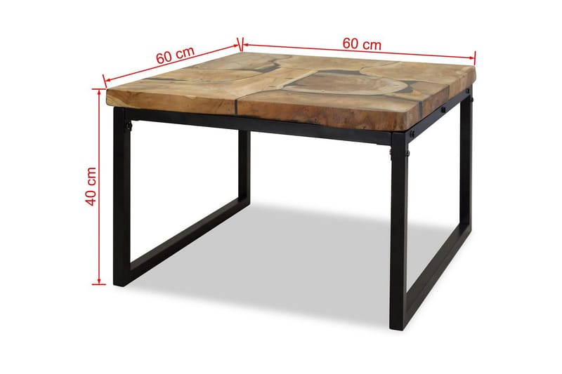Soffbord teakträ och harts 60x60x40 cm - Svart - Möbler - Bord & matgrupper - Soffbord