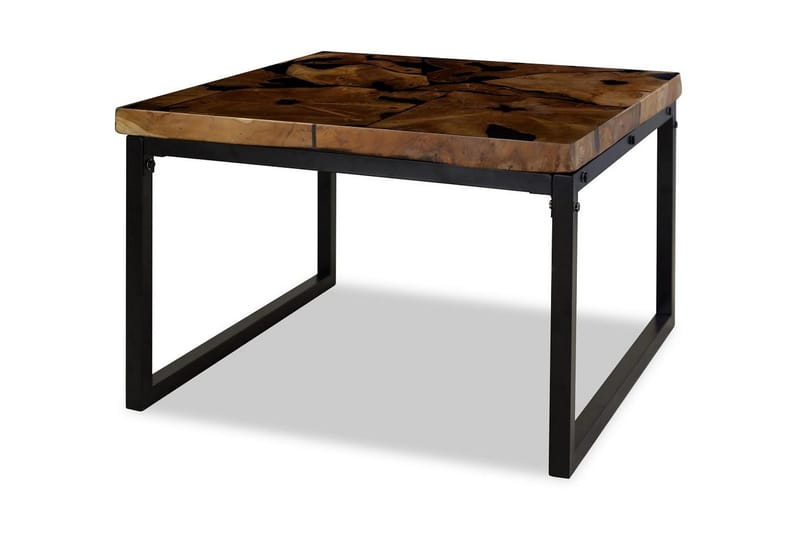 Soffbord teakträ och harts 60x60x40 cm - Svart - Möbler - Bord & matgrupper - Soffbord