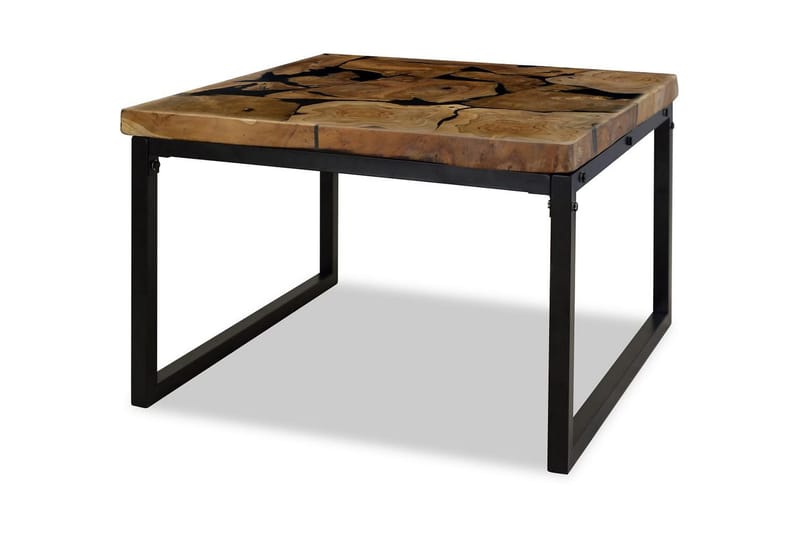 Soffbord teakträ och harts 60x60x40 cm - Svart - Möbler - Bord & matgrupper - Soffbord