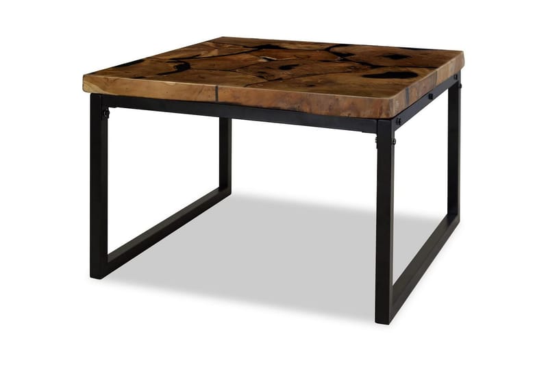 Soffbord teakträ och harts 60x60x40 cm - Svart - Möbler - Bord & matgrupper - Soffbord
