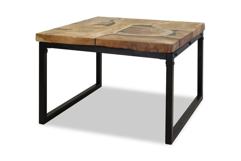 Soffbord teakträ och harts 60x60x40 cm - Svart - Möbler - Bord & matgrupper - Soffbord