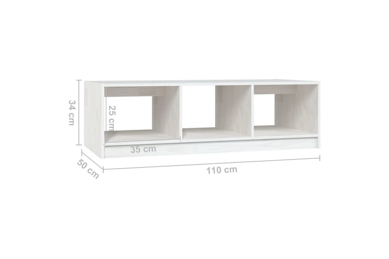 Soffbord vit 110x50x34 cm massiv furu - Vit - Soffbord