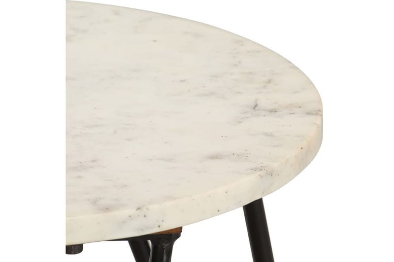 Soffbord vit 40x40x40 cm äkta sten med marmorstruktur - Vit - Soffbord