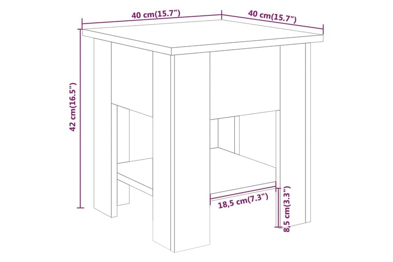 Soffbord vit 40x40x42 cm konstruerat trä - Vit - Soffbord