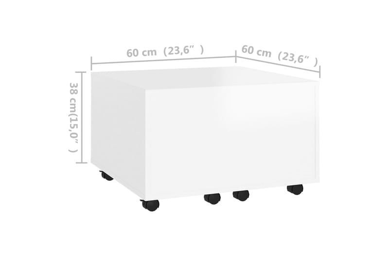 Soffbord vit 60x60x38 cm spånskiva - Vit - Soffbord - Soffbord med hjul