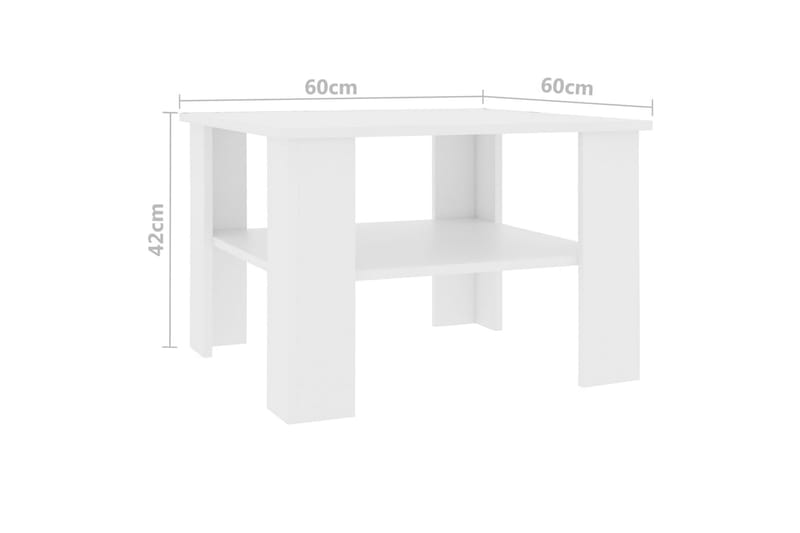 Soffbord vit 60x60x42 cm spånskiva - Vit - Soffbord