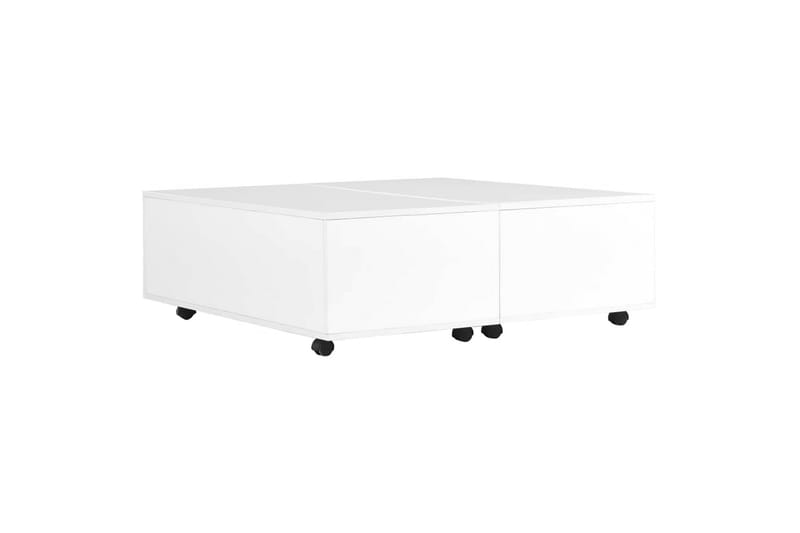 Soffbord vit högglans 100x100x35 cm - Vit - Soffbord - Soffbord med hjul
