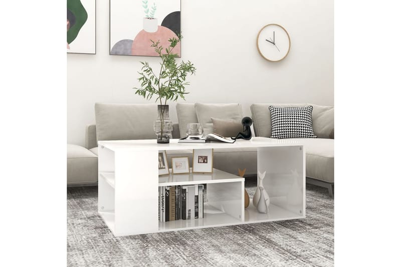 Soffbord vit högglans 100x50x40 cm spånskiva - Vit - Möbler - Bord & matgrupper - Soffbord