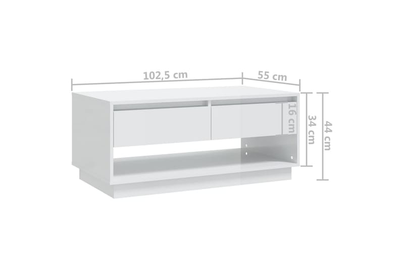 Soffbord vit högglans 102,5x55x44 cm spånskiva - Vit - Soffbord