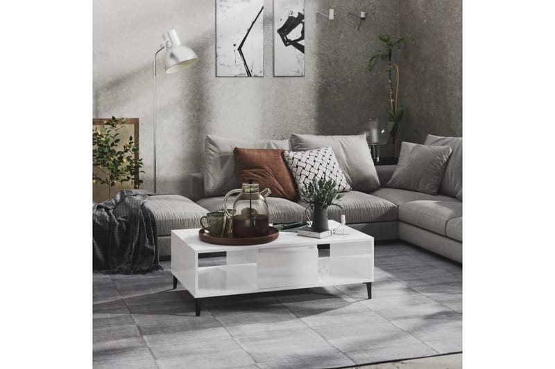 Soffbord vit högglans 103,5x60x35 cm spånskiva - Vit - Möbler - Bord & matgrupper - Soffbord