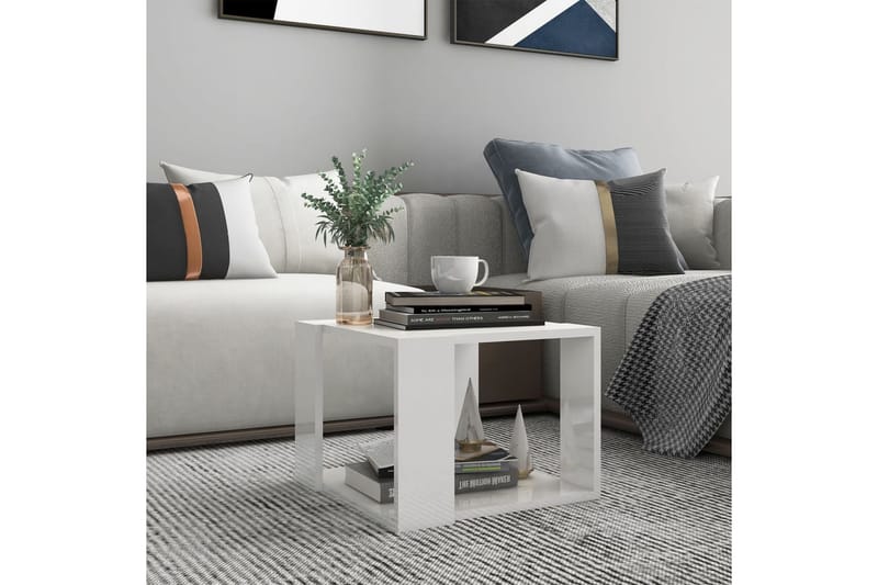 Soffbord vit högglans 40x40x30 cm spånskiva - Vit - Möbler - Bord & matgrupper - Soffbord