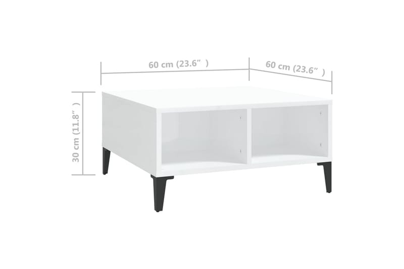 Soffbord vit högglans 60x60x30 cm spånskiva - Vit - Möbler - Bord & matgrupper - Soffbord