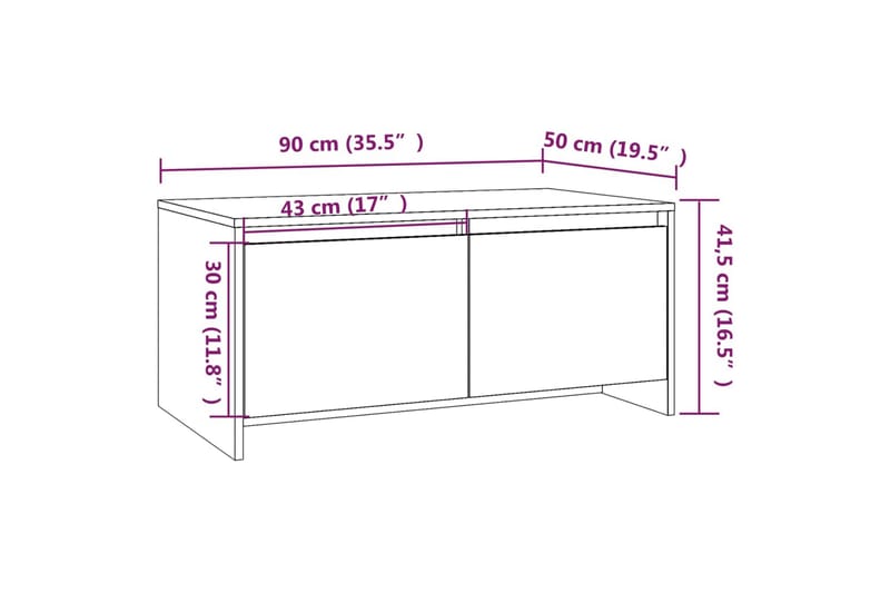 Soffbord vit högglans 90x50x41,5 cm spånskiva - Vit - Möbler - Bord & matgrupper - Soffbord