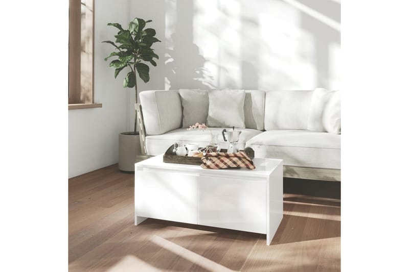 Soffbord vit högglans 90x50x41,5 cm spånskiva - Vit - Soffbord