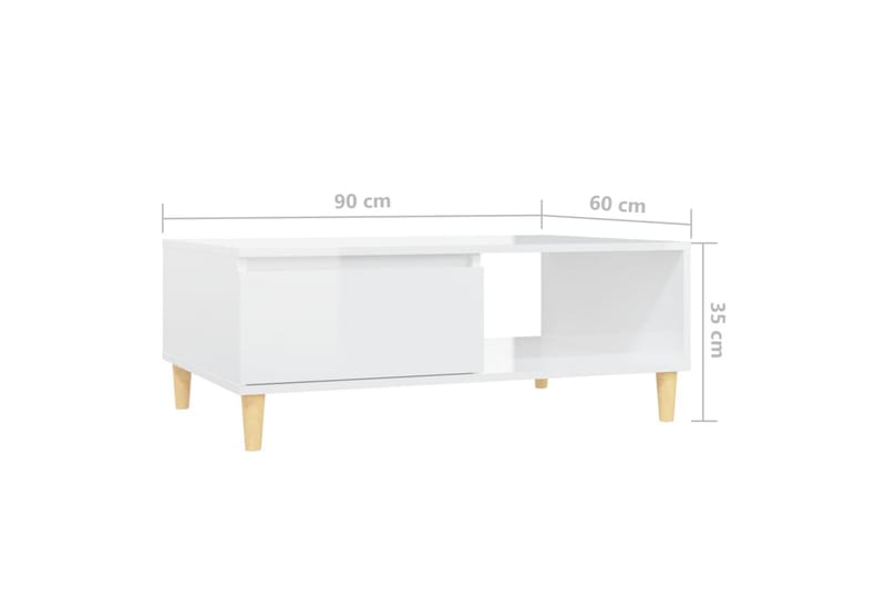 Soffbord vit högglans 90x60x35 cm spånskiva - Vit - Möbler - Bord & matgrupper - Soffbord