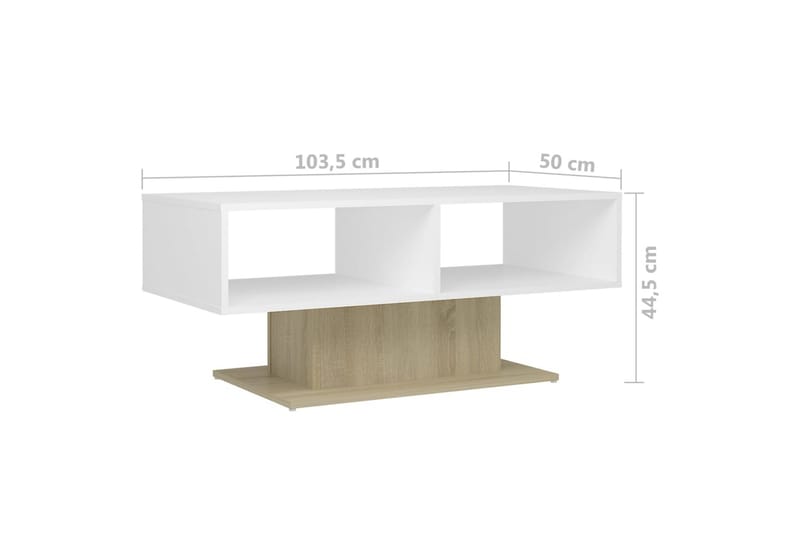 Soffbord vit och sonoma-ek 103,5x50x44,5 cm spånskiva - Vit - Soffbord