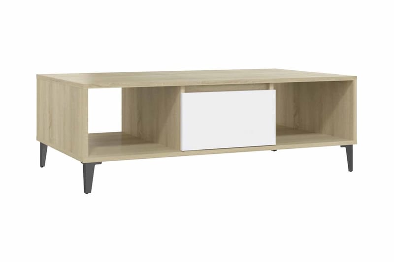 Soffbord vit och sonoma-ek 103,5x60x35 cm spånskiva - Vit - Möbler - Bord & matgrupper - Soffbord