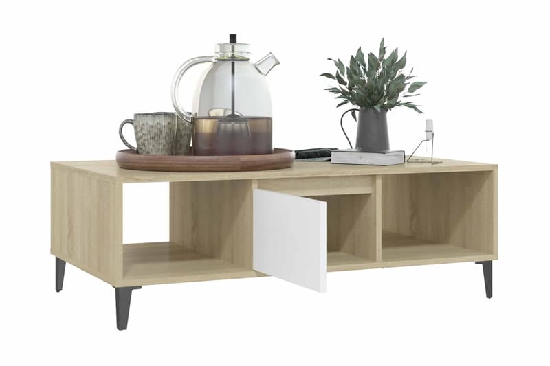 Soffbord vit och sonoma-ek 103,5x60x35 cm spånskiva - Vit - Möbler - Bord & matgrupper - Soffbord