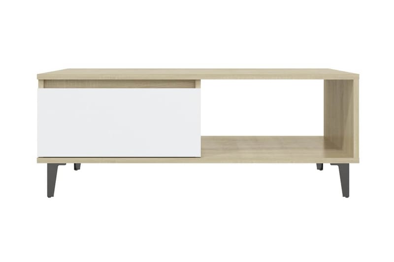 Soffbord vit och sonoma-ek 90x60x35 cm spånskiva - Vit - Möbler - Bord & matgrupper - Soffbord
