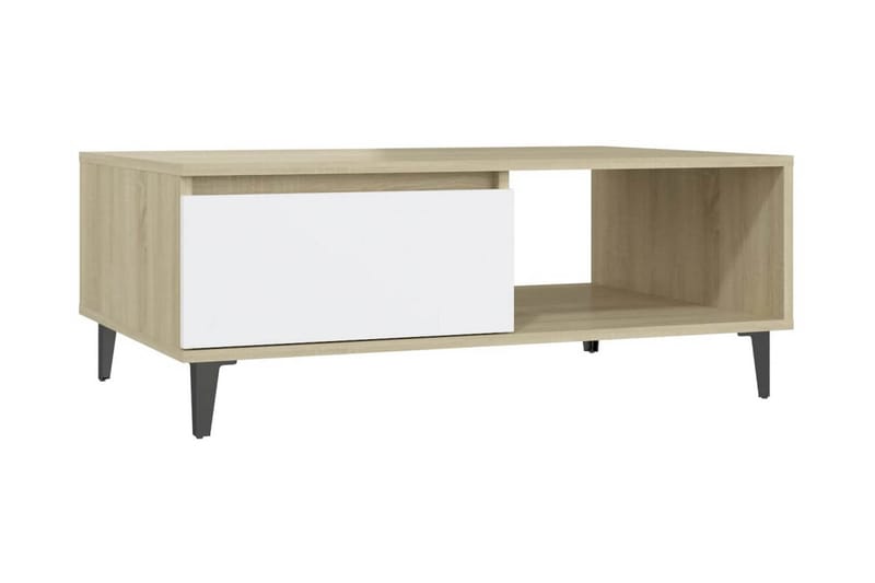 Soffbord vit och sonoma-ek 90x60x35 cm spånskiva - Vit - Möbler - Bord & matgrupper - Soffbord