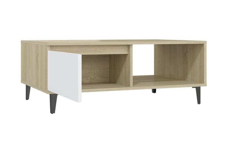 Soffbord vit och sonoma-ek 90x60x35 cm spånskiva - Vit - Möbler - Bord & matgrupper - Soffbord