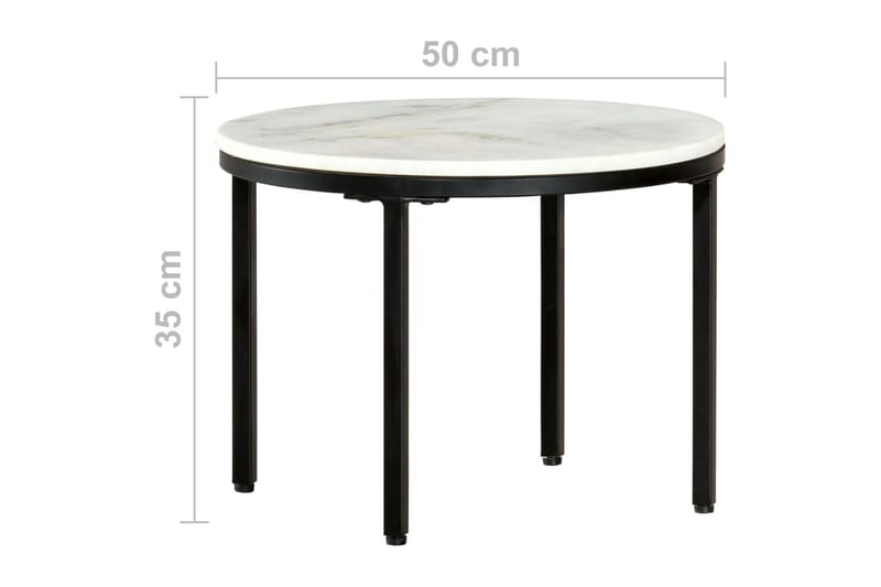 Soffbord vit och svart Ã˜50 cm massiv äkta marmor - Vit - Möbler - Bord & matgrupper - Soffbord
