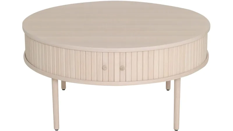 Soffbord Yngvar Ø90 cm, Vitpigmenterad ek