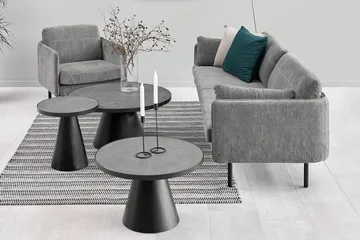 Soli Förlängingsbart Soffbord 66 cm Runt - Glas/Svart/Matt Svart - Möbler - Bord & matgrupper - Soffbord