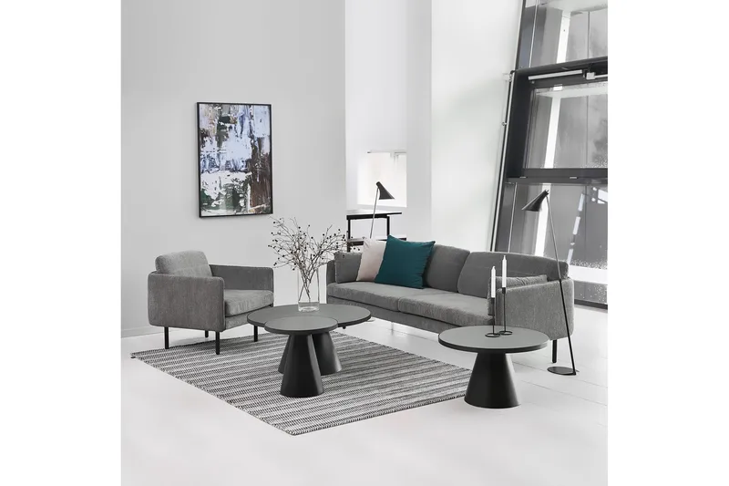 Soli Förlängingsbart Soffbord 66 cm Runt - Glas/Svart/Matt Svart - Möbler - Bord & matgrupper - Soffbord