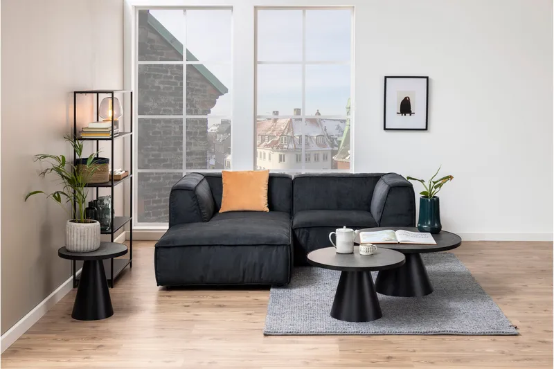 Soli Förlängingsbart Soffbord 66 cm Runt - Glas/Svart/Matt Svart - Möbler - Bord & matgrupper - Soffbord