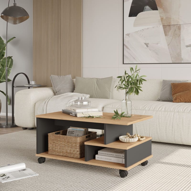 Solven Soffbord 90x42,5x51 cm - Ek och antracit - Möbler - Bord & matgrupper - Soffbord