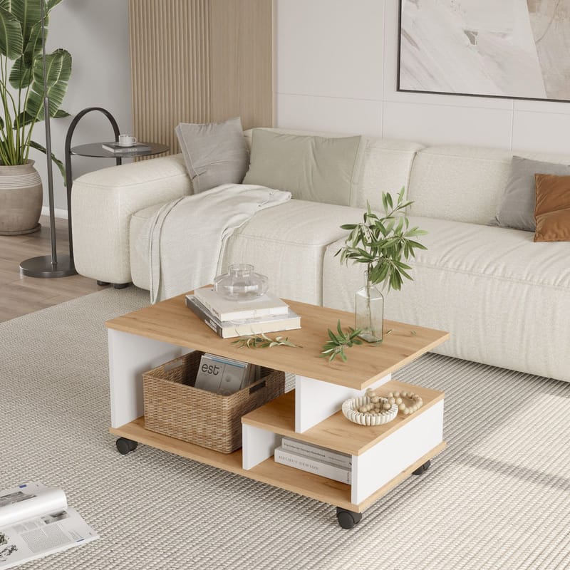 Solven Soffbord 90x42,5x51 cm - Ek och vitt - Möbler - Bord & matgrupper - Soffbord