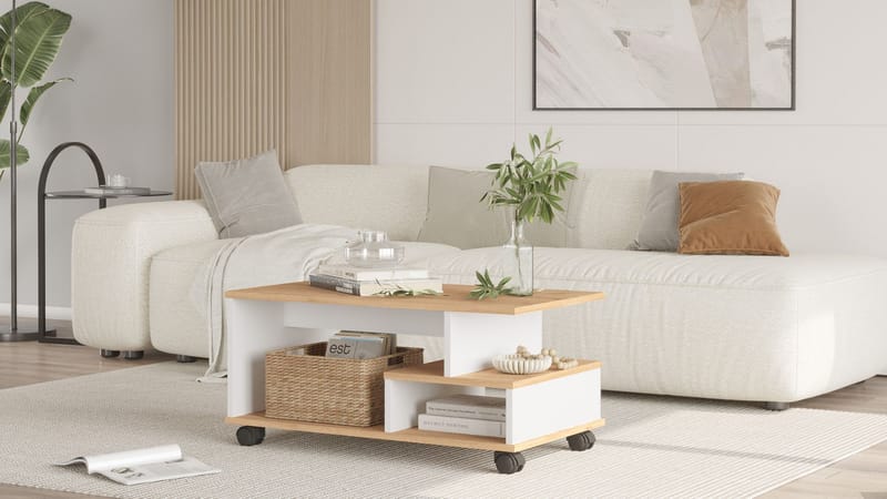 Solven Soffbord 90x42,5x51 cm - Ek och vitt - Möbler - Bord & matgrupper - Soffbord