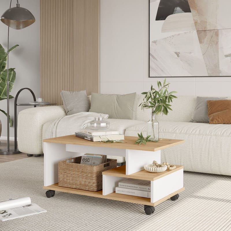 Solven Soffbord 90x42,5x51 cm - Ek och vitt - Möbler - Bord & matgrupper - Soffbord