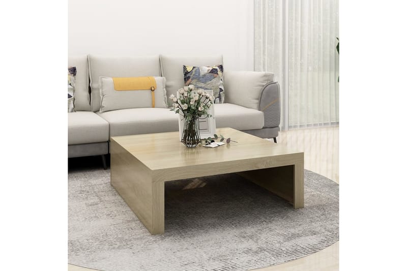Soffbord sonoma-ek 100x100x35 cm spånskiva - Brun - Möbler - Bord & matgrupper - Soffbord