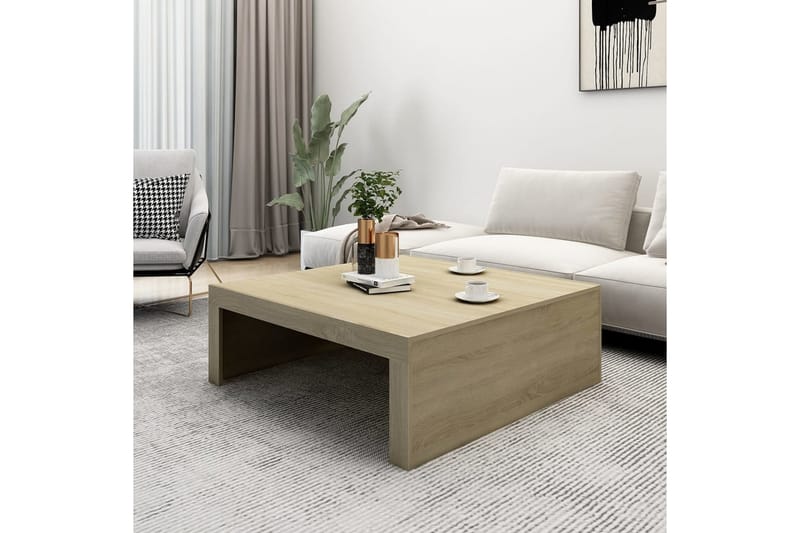 Soffbord sonoma-ek 100x100x35 cm spånskiva - Brun - Möbler - Bord & matgrupper - Soffbord