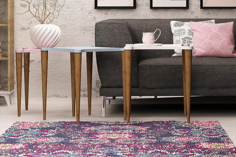 Springtime Satsbord 50 cm 3 Bord - Vit/Rosa/Blå - Möbler - Bord & matgrupper - Soffbord