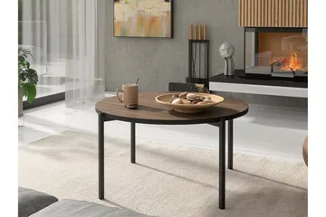 Staffin Runt Soffbord i Trä med Spårad Bordsskiva och Metallben - Valnötsbrun - Möbler - Bord & matgrupper - Soffbord