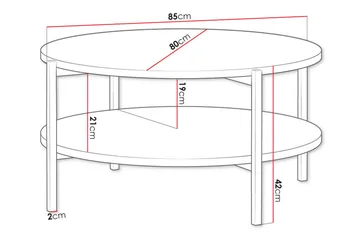 Staffin Runt Tvåvånings Soffbord med Hyllor i Trä och Metall - Svart - Möbler - Bord & matgrupper - Soffbord