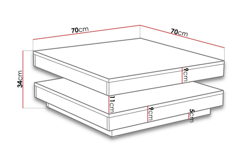 Stoliv Soffbord 70 cm Vridbart med Förvaring Hylla - Vit - Möbler - Bord & matgrupper - Soffbord